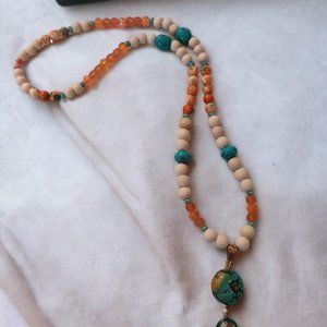 Tropical sunrise beaded choker with pendant